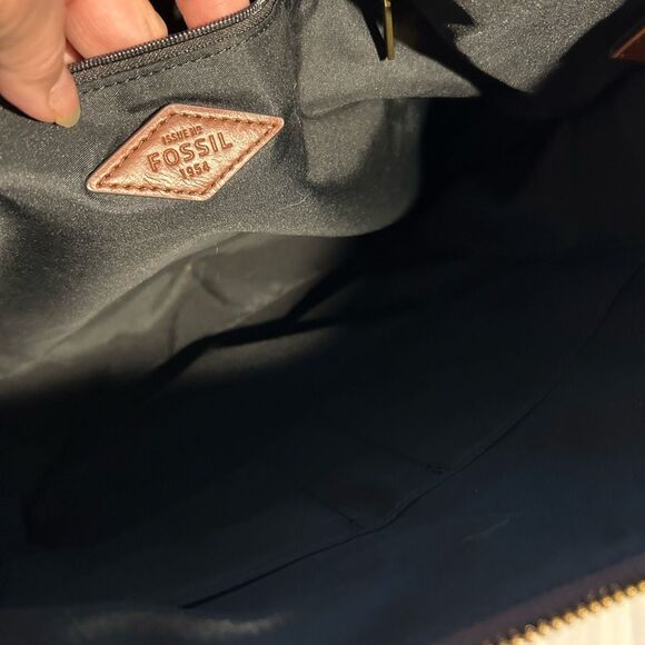 Fossil Vintage Classic Black and Brown Shopper Tote Shoulder Bag - Picture 9 of 14